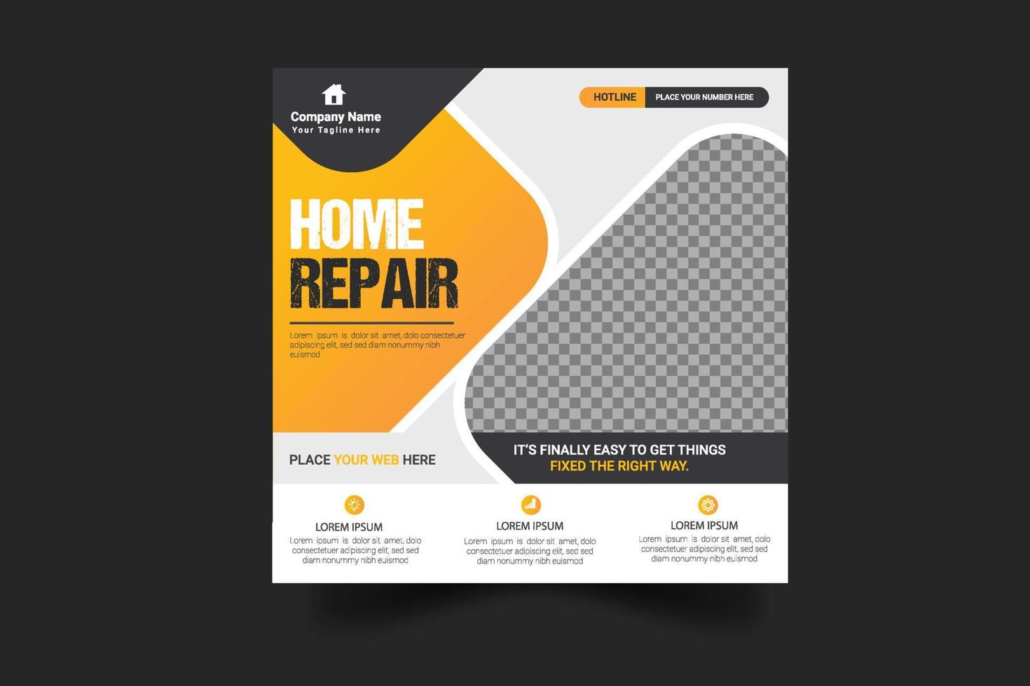 construction and house renovation services social media post and web banner design template vector