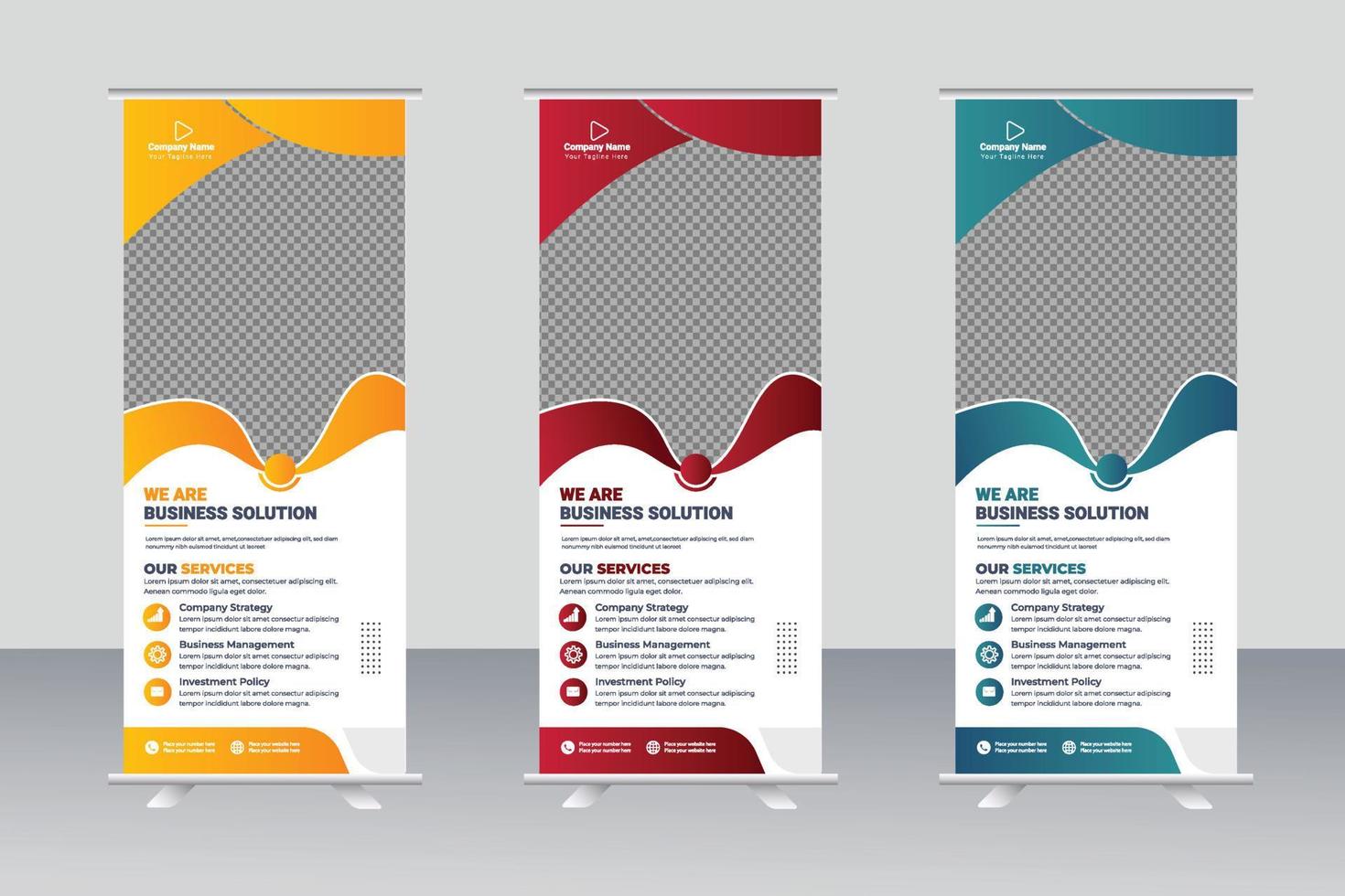 Business Roll Up Banner. corporate Roll up background for Presentation, Retractable banner stand vector