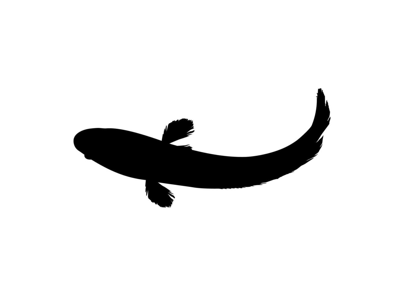 Snake Head Fish, freshwater perciform fish family Channidae, Silhouette for Logo, Pictogram or Graphic Design Element. Vector Illustration