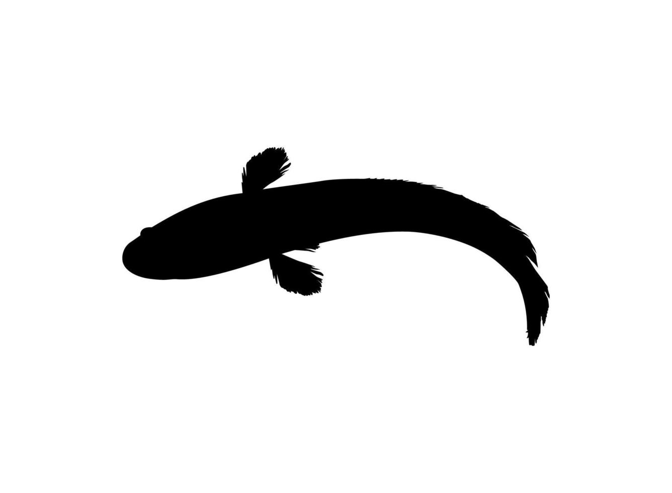 Snake Head Fish, freshwater perciform fish family Channidae, Silhouette for Logo, Pictogram or Graphic Design Element. Vector Illustration