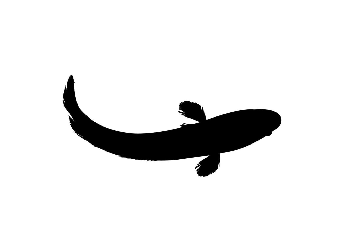 Snake Head Fish, freshwater perciform fish family Channidae, Silhouette for Logo, Pictogram or Graphic Design Element. Vector Illustration