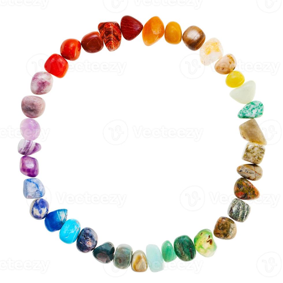 round line from natural mineral gemstones isolated photo