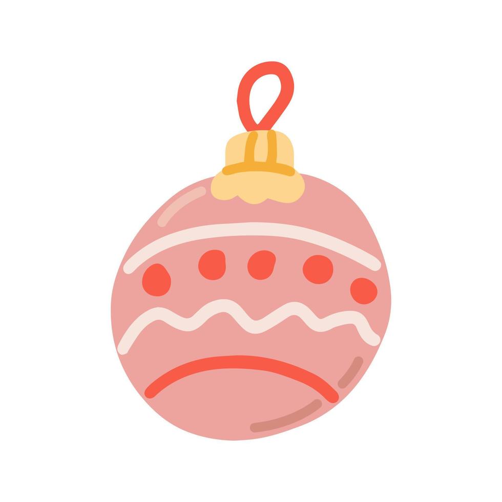 Christmas tree decoration in the form of ball, vector flat illustration