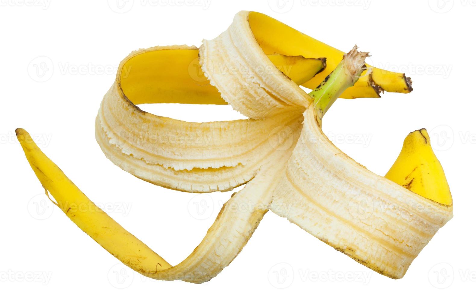 four peels of yellow banana isolated photo