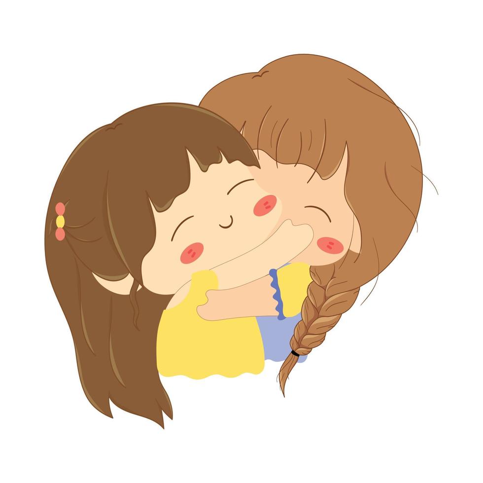 Cute Girls Hugging Each Other vector