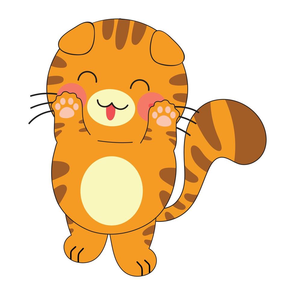 Cute Orange Scottish Fold Cat vector