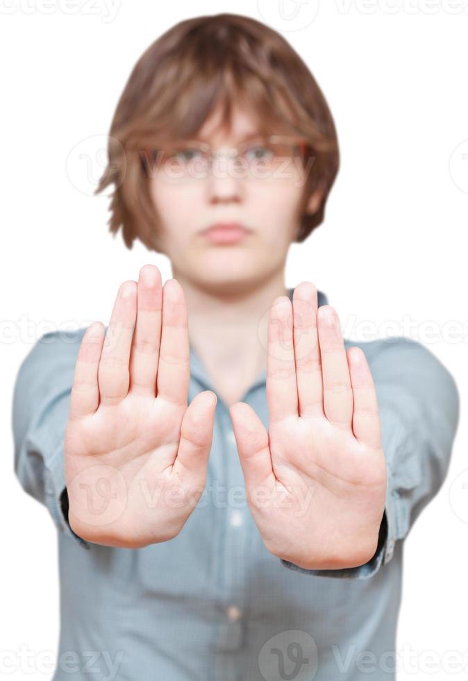 stop sign - two hands gesture photo