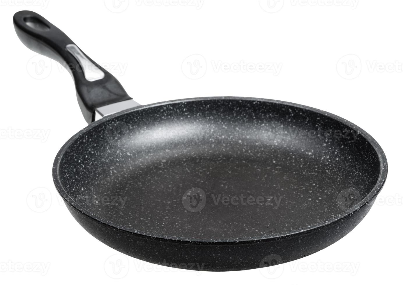 open black frying pan isolated on white photo