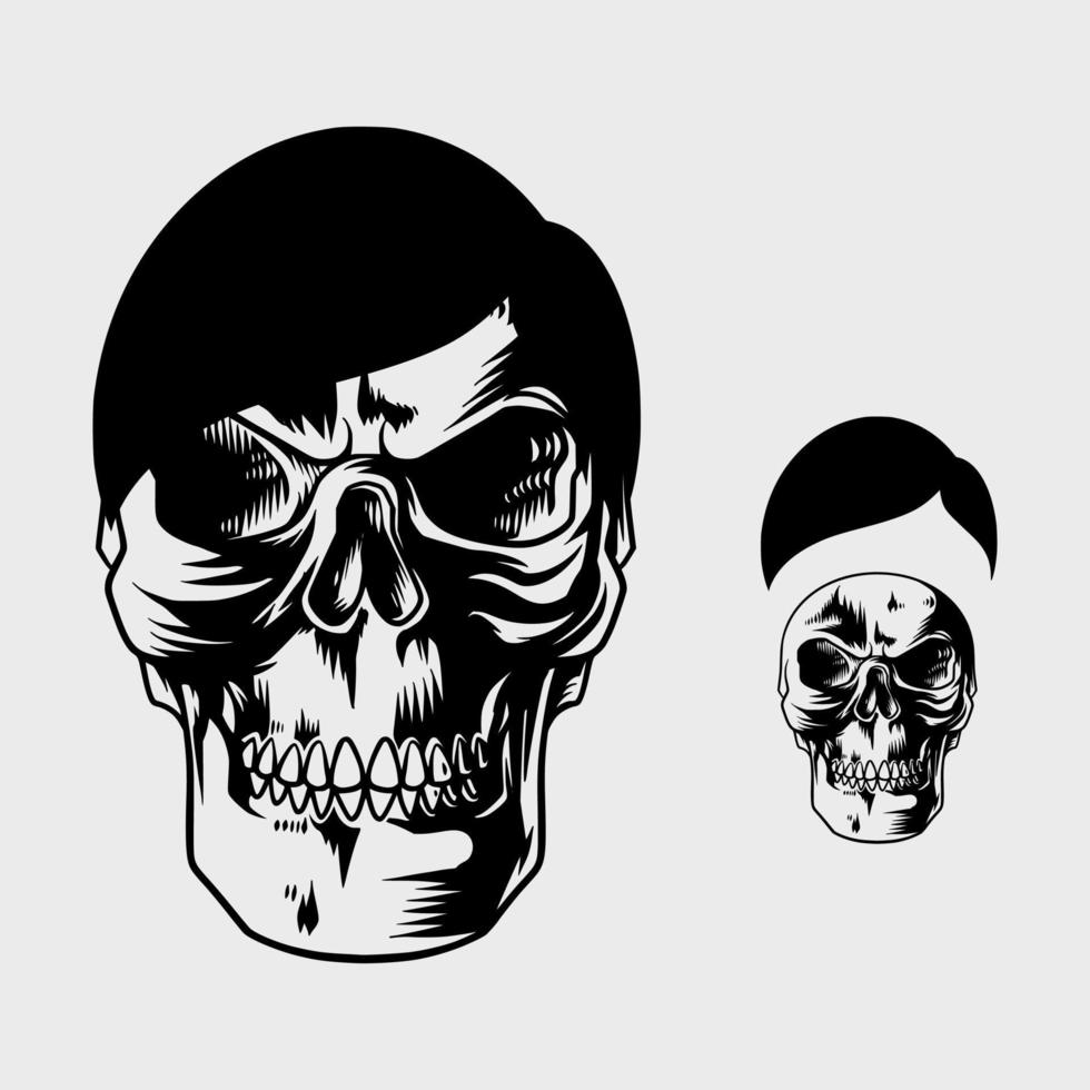 detailed illustration of a skull with neat hair vector