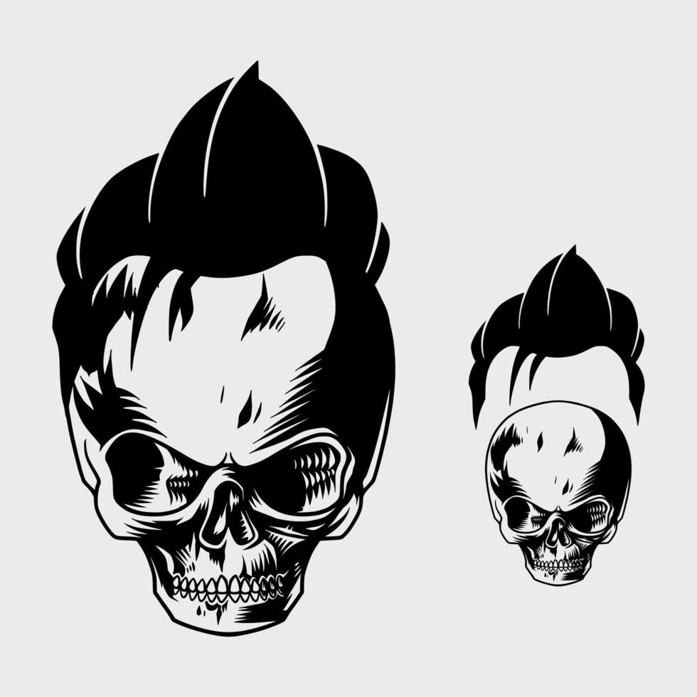 cute skull with split hair elements vector