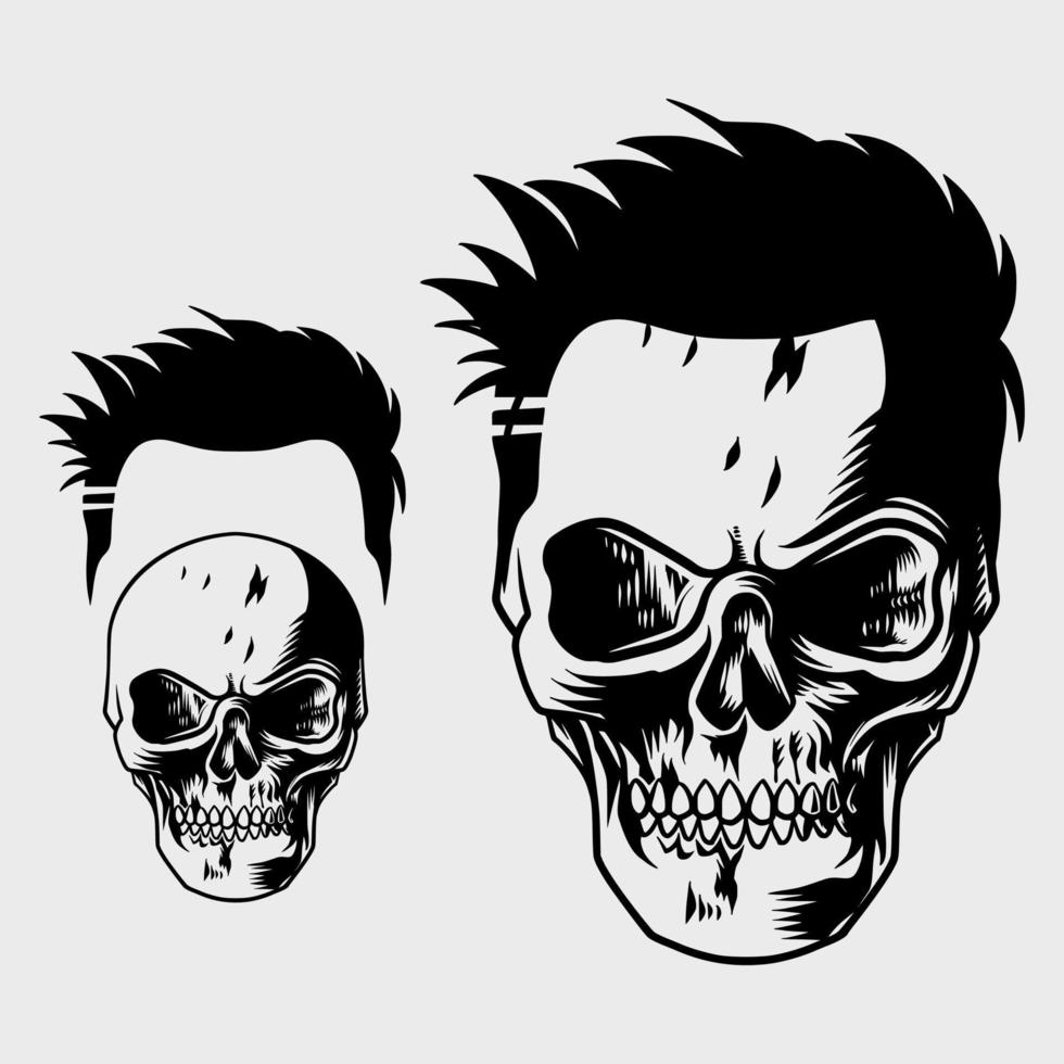 imagen de calavera con hermoso peinado vector