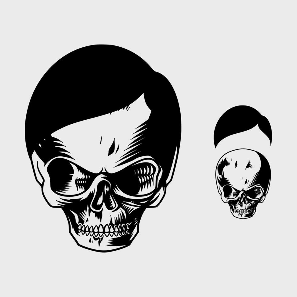 cute skull with neat hair vector