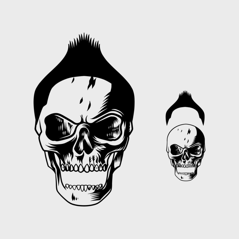 skull with unique and cute hair vector