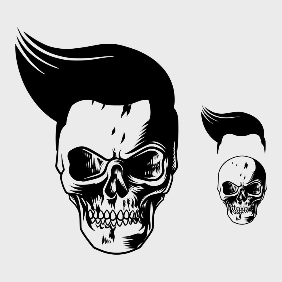 hombre calavera con cabello fresco con cresta vector