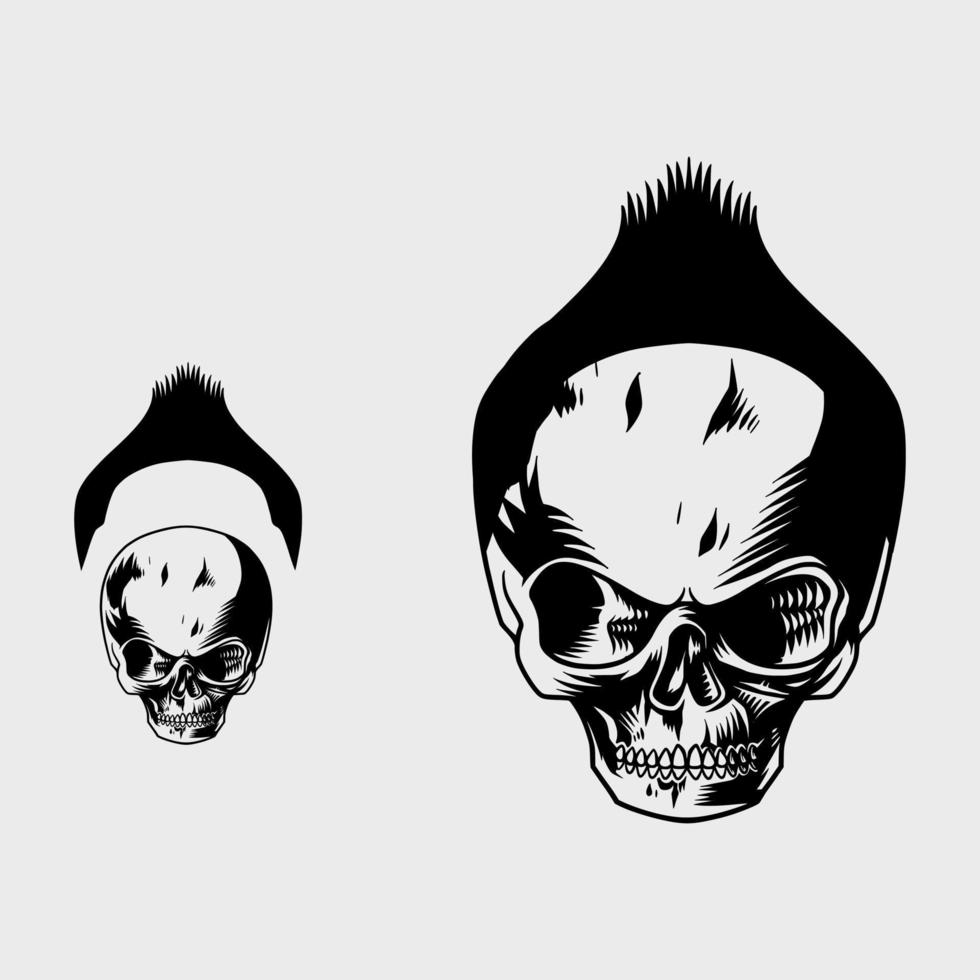 little skull head with cute hair vector