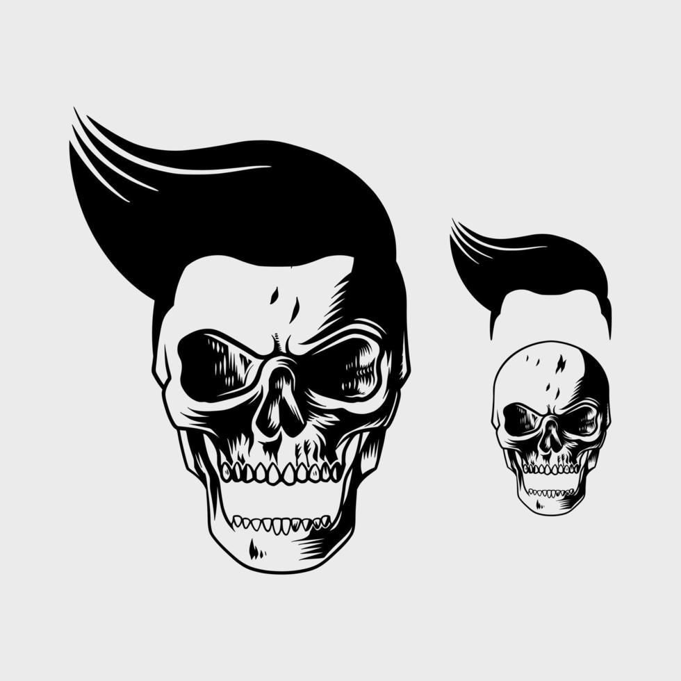 skull illustration with cool hairstyle vector