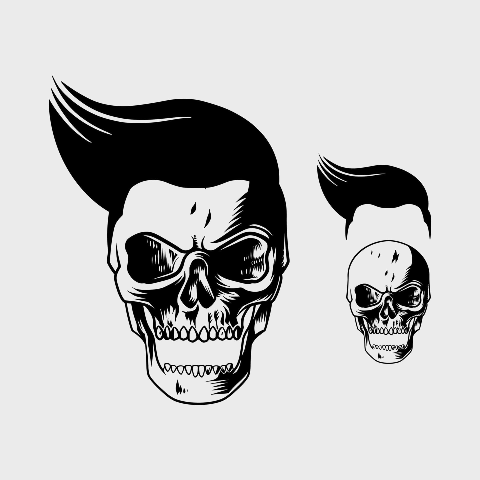 skull illustration with cool hairstyle 12251500 Vector Art at Vecteezy