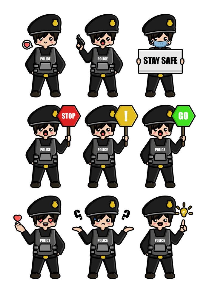 Cute Police Mascot Character vector