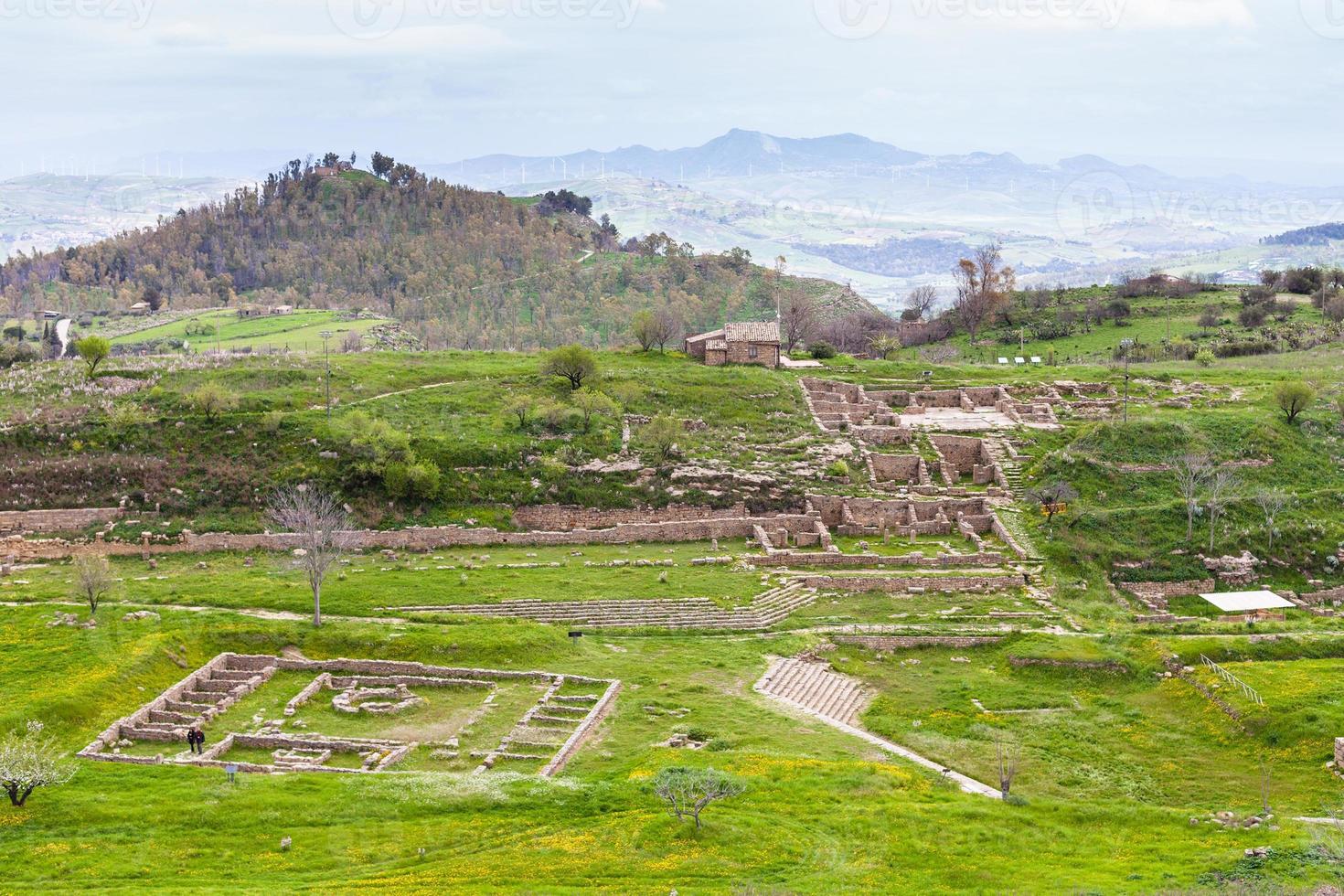 view of ancient Morgantina settlement in Sicily photo