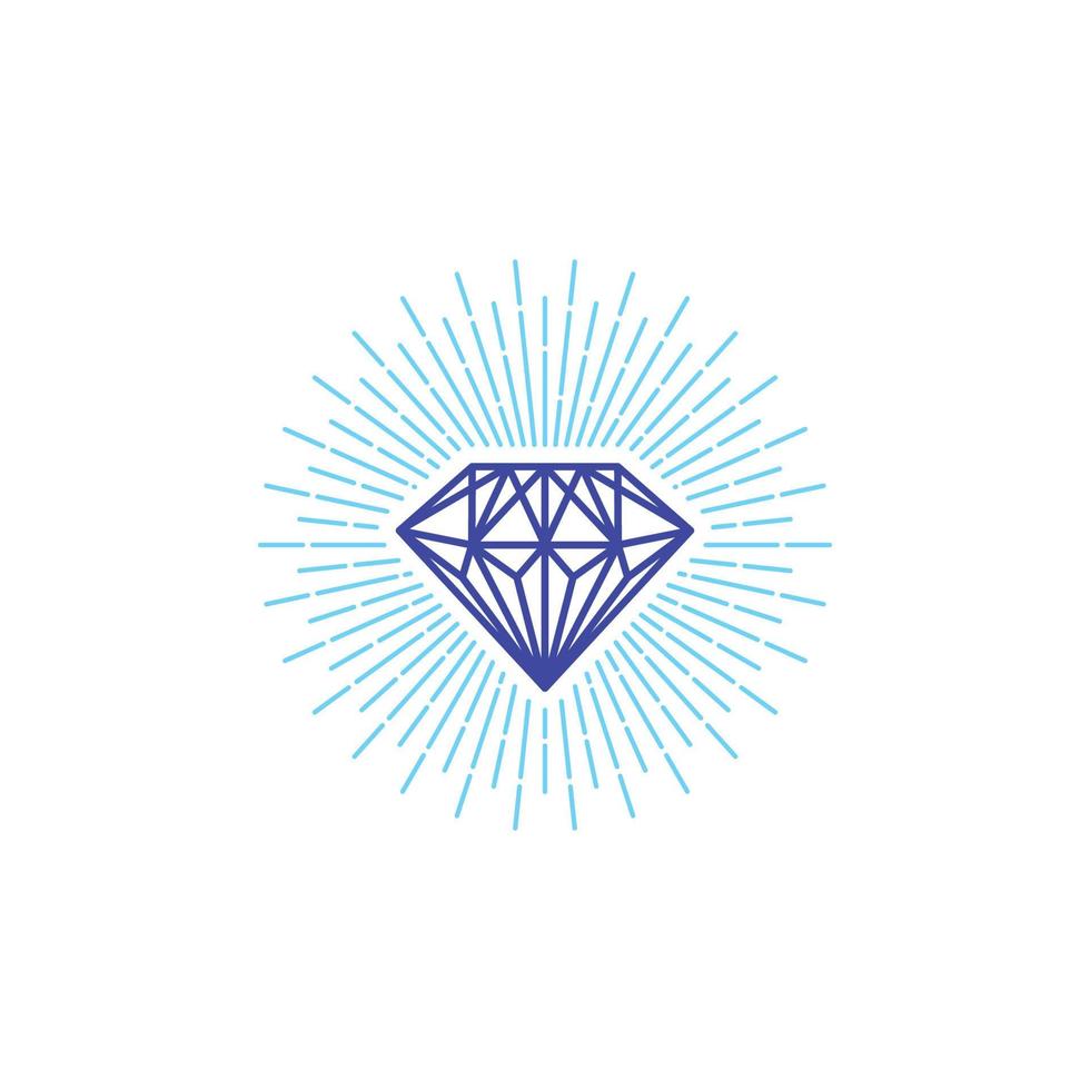 logotipo de piedra de diamante creativo y plantilla de diseño de iconos. ilustración de vector plano simple de cristal de belleza de vidrio brillante azul, joyas de gemas. arte de línea minimalista un símbolo de lujo. Fondo blanco.