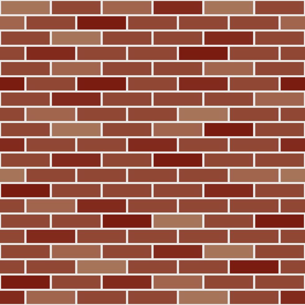 Red brick wall background. Multicolored geometric seamless pattern texture. Simple flat vector, arranged rectangular shape. Illustration of brown concrete brick, building materials, house walls. vector