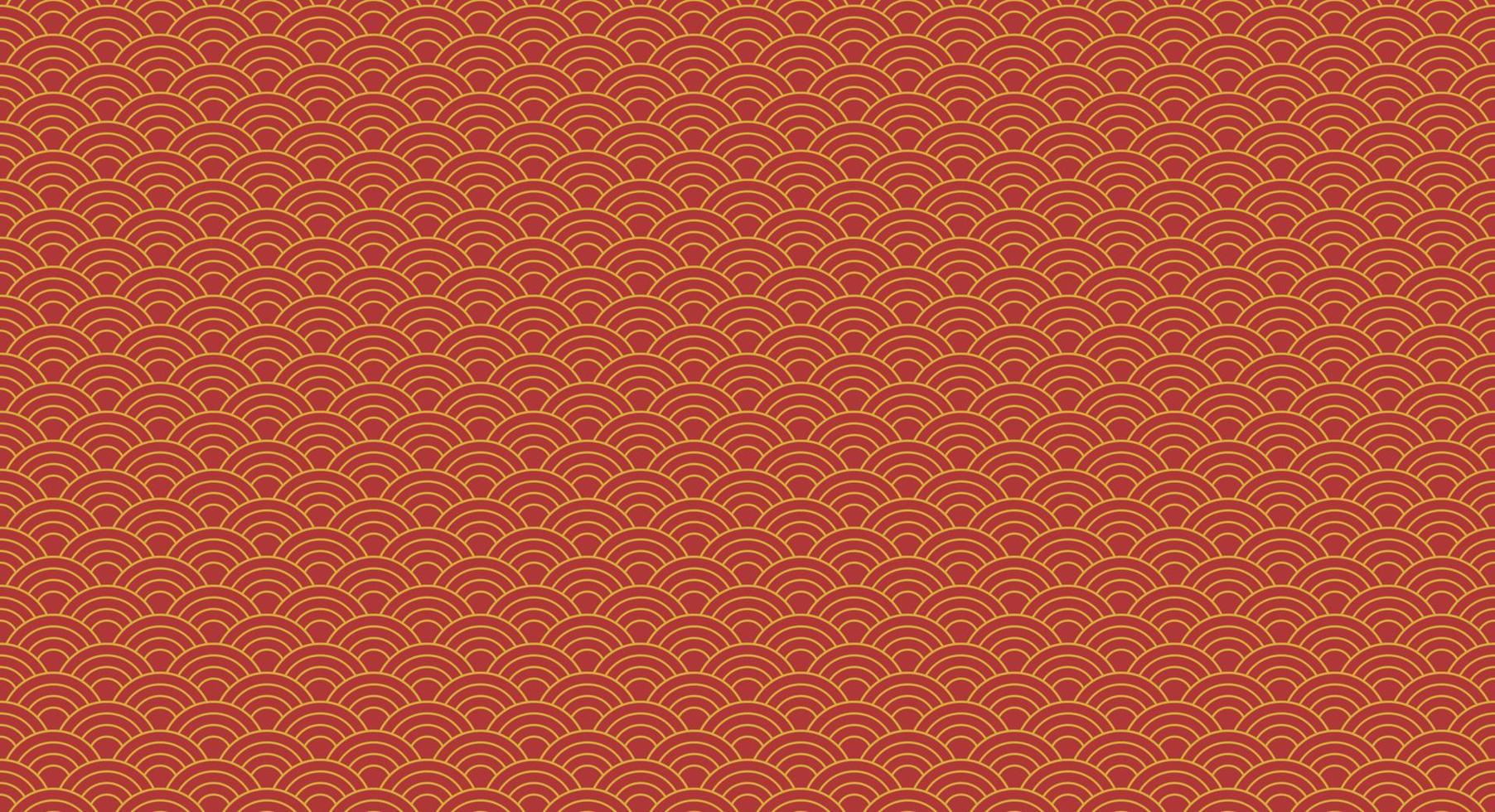 Geometric seamless pattern background cloud, river, or waves design. Vector illustration of Asian oriental traditional art heritage, symbol of water and ocean. Red gold, Chinese and Japanese style.