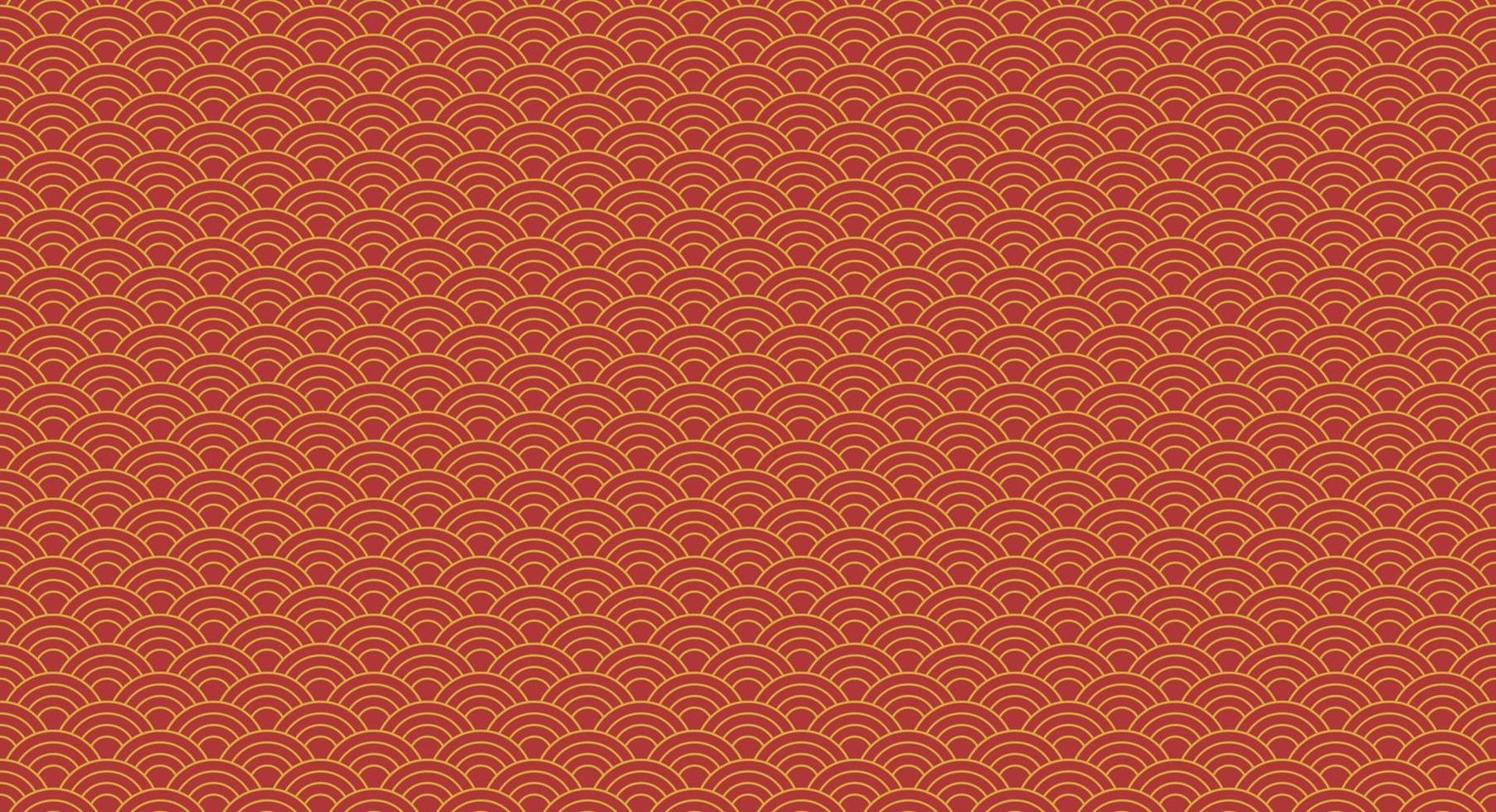 Geometric seamless pattern background cloud, river, or waves design. Vector illustration of Asian oriental traditional art heritage, symbol of water and ocean. Red gold, Chinese and Japanese style.