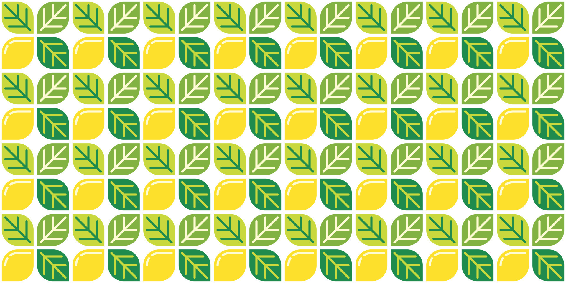 Yellow lemon themed background and leaves. Geometric seamless fruit