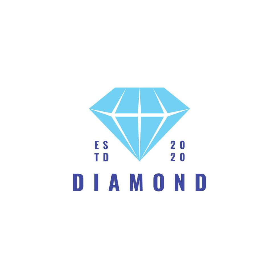 Creative diamond stone logo and icon design template. Simple flat vector illustration of blue crystal, gem jewelry. Beauty diamond crystal glass. Minimalist luxury.