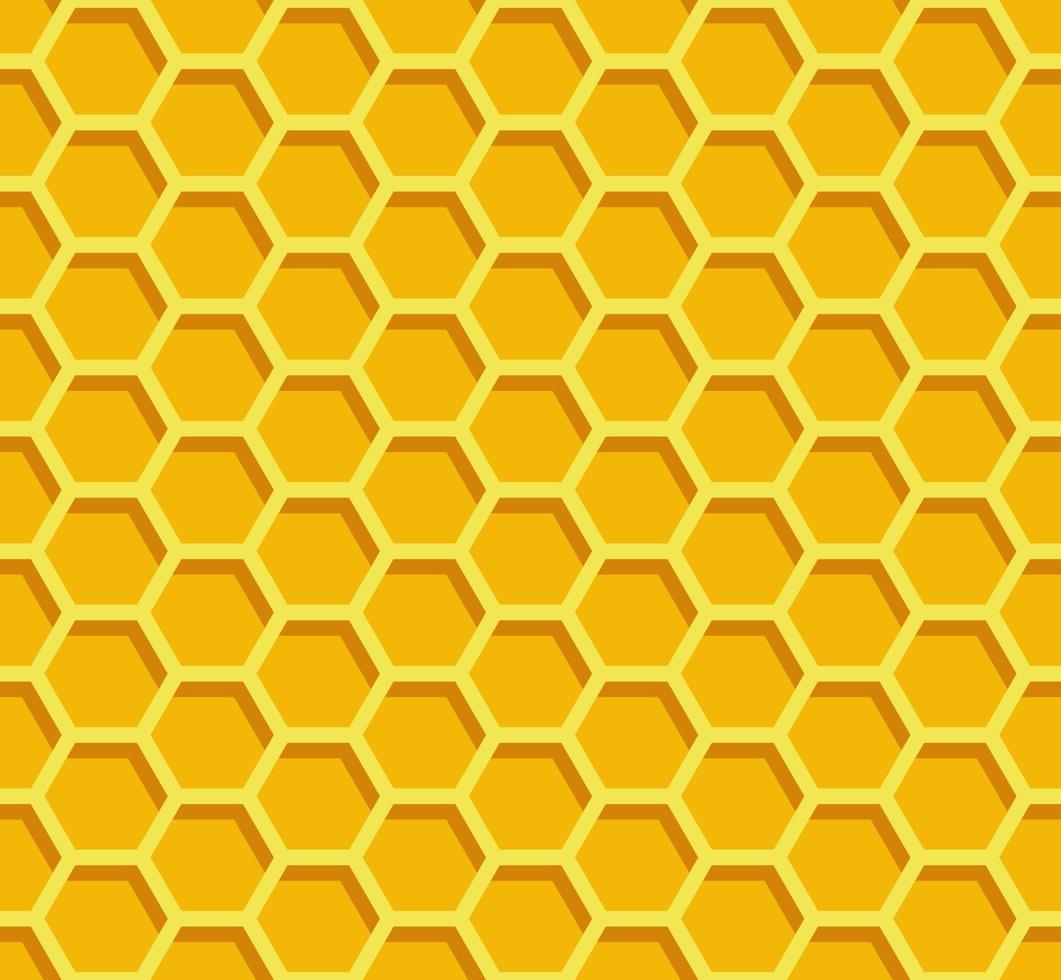 Honeycomb background. Beehive seamless pattern. Vector illustration of flat geometric texture symbol. Hexagon, hexagonal raster, sign or mosaic cell icon. Honey bee hive, golden orange yellow.