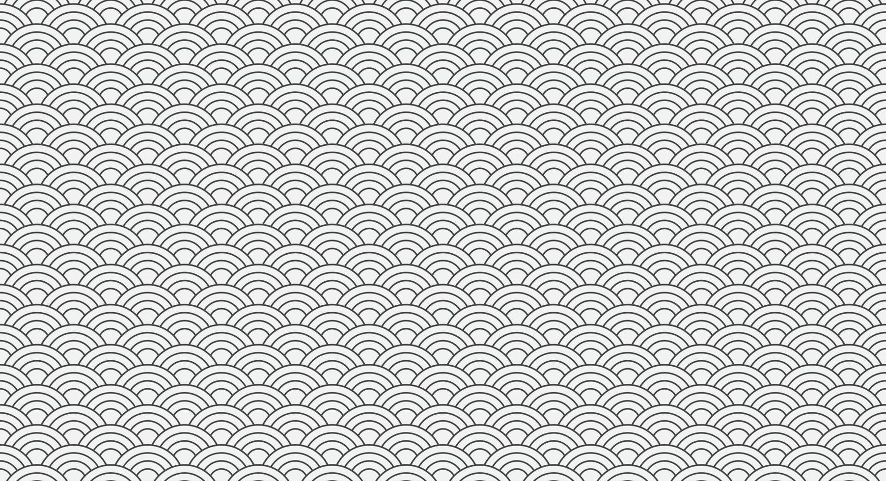 Geometric seamless pattern background cloud, river, or waves design. Vector illustration of Asian oriental traditional art heritage, symbol of water and sea. Black white, Chinese and Japanese style.