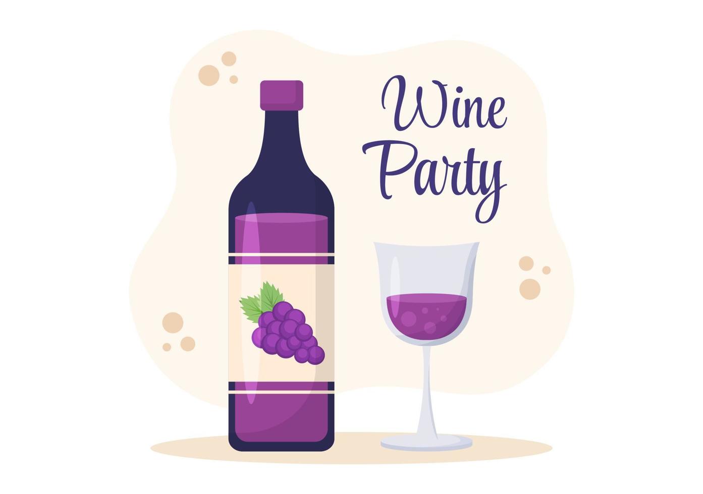 Wine Party Template Hand Drawn Cartoon Flat Illustration with People Dance, Holding a Bottle of Champagne and Drinking in Festive Event Concept vector