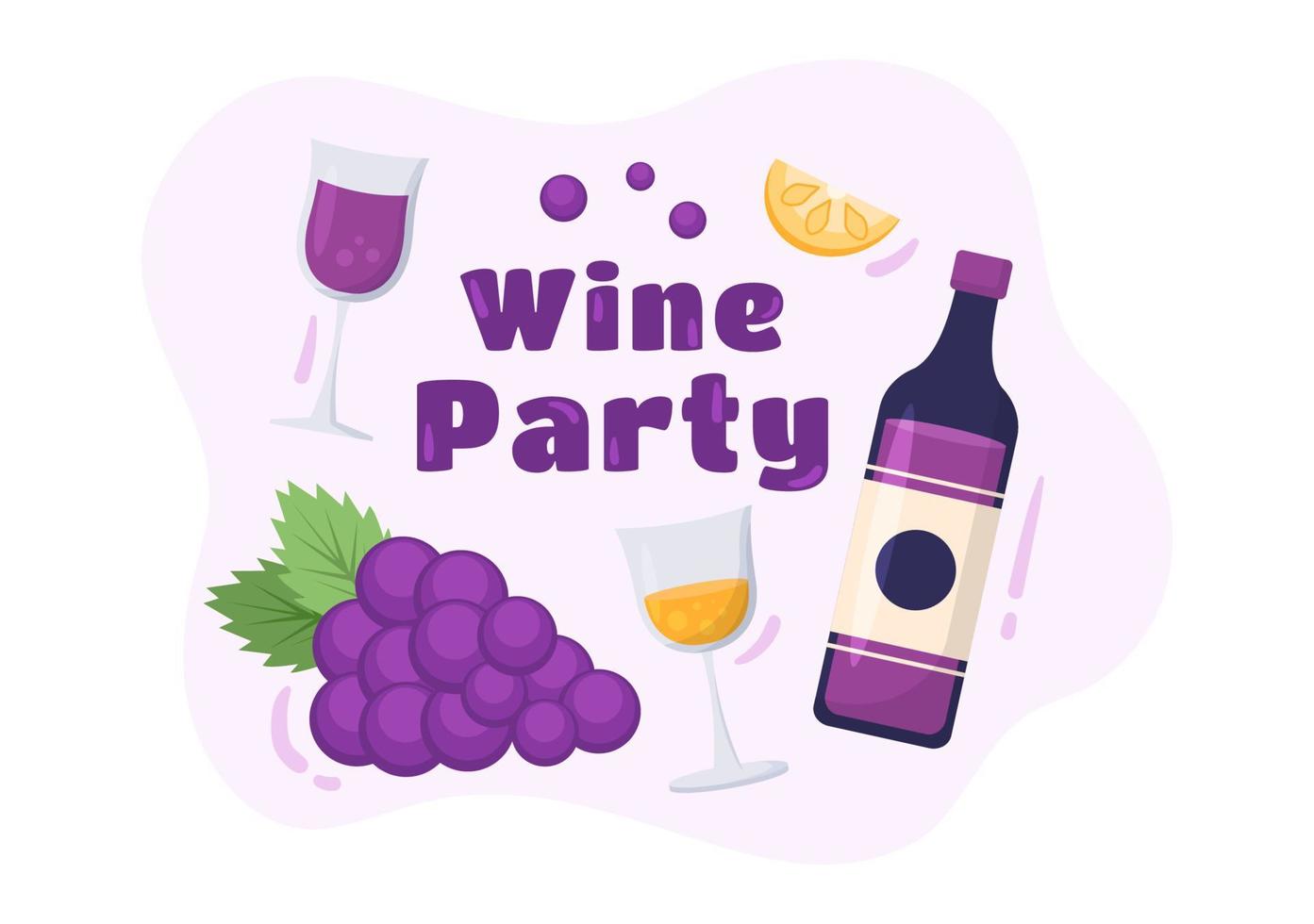 Wine Party Template Hand Drawn Cartoon Flat Illustration with People Dance, Holding a Bottle of Champagne and Drinking in Festive Event Concept vector