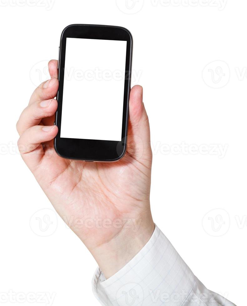 businessman holding smart phone photo