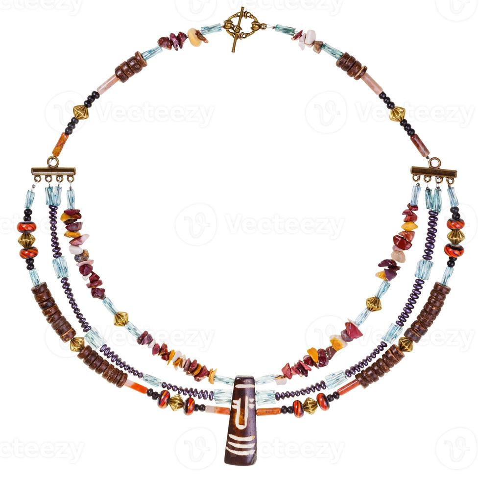 necklace from gemstones and coconut beads photo