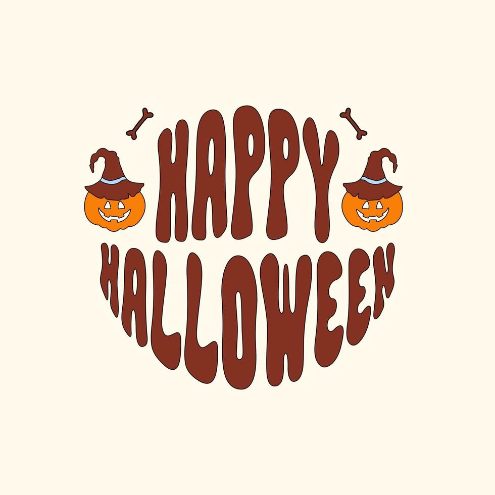 Happy Halloween lettering illustration. Holiday text for card design, posters, banners, invitation. Vector illustration