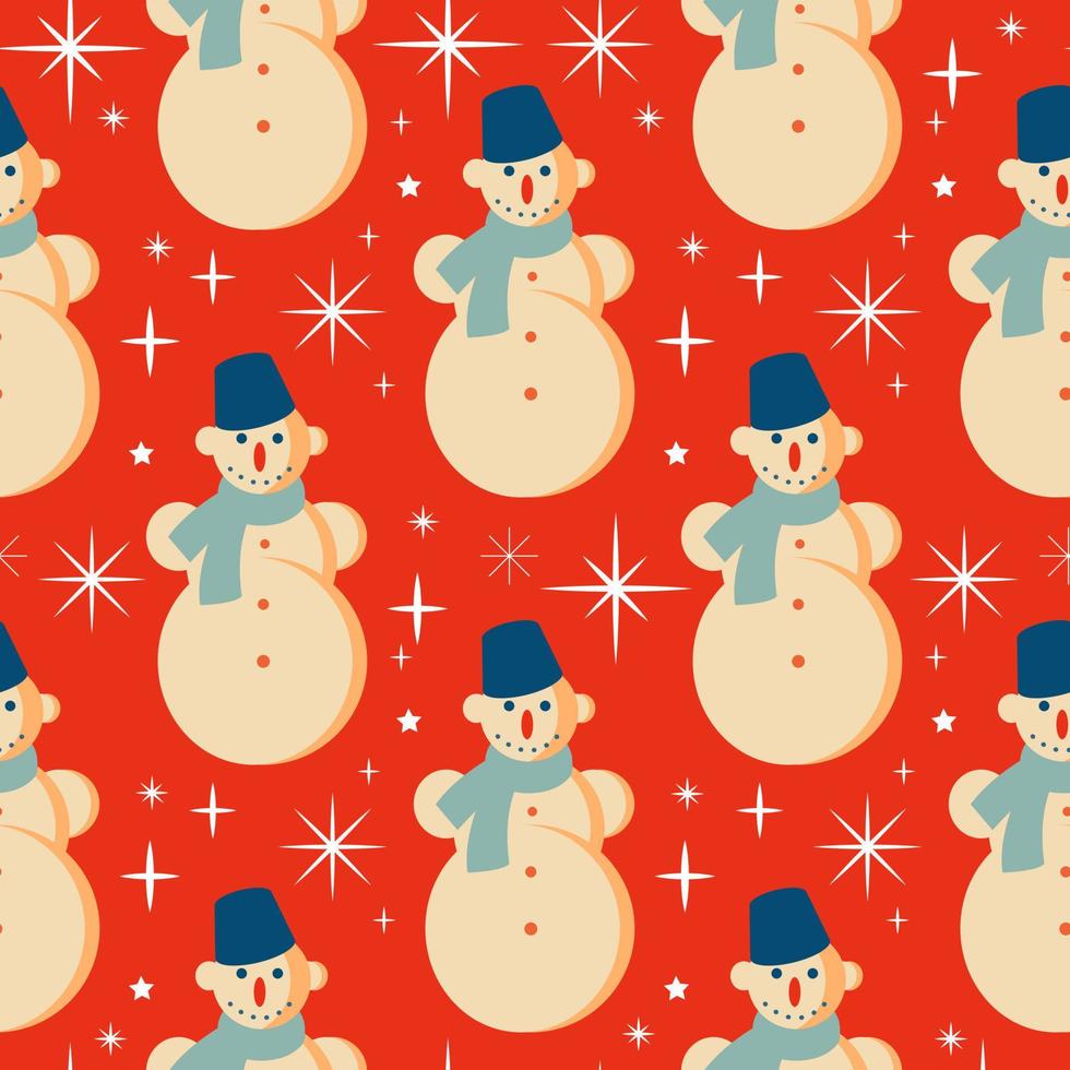 Christmas seamless pattern with Snowman vector