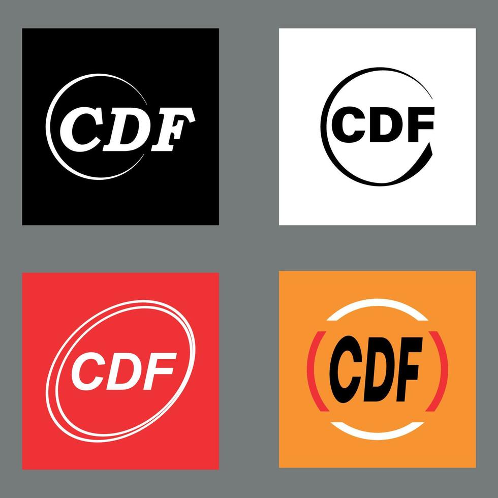 CDF Letter logo design linked with circle and uppercase monogram logo with different styles and colors. vector