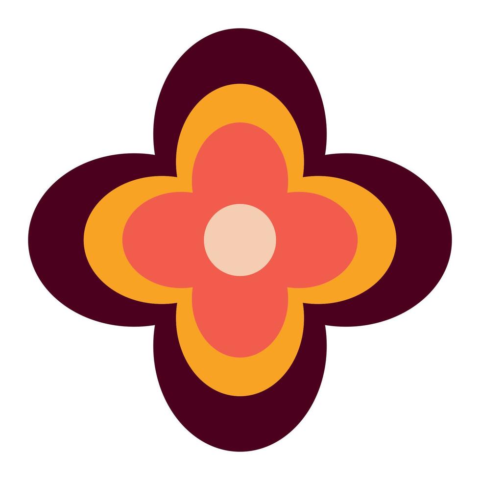 Flower in retro groovy style. Simple vector icon