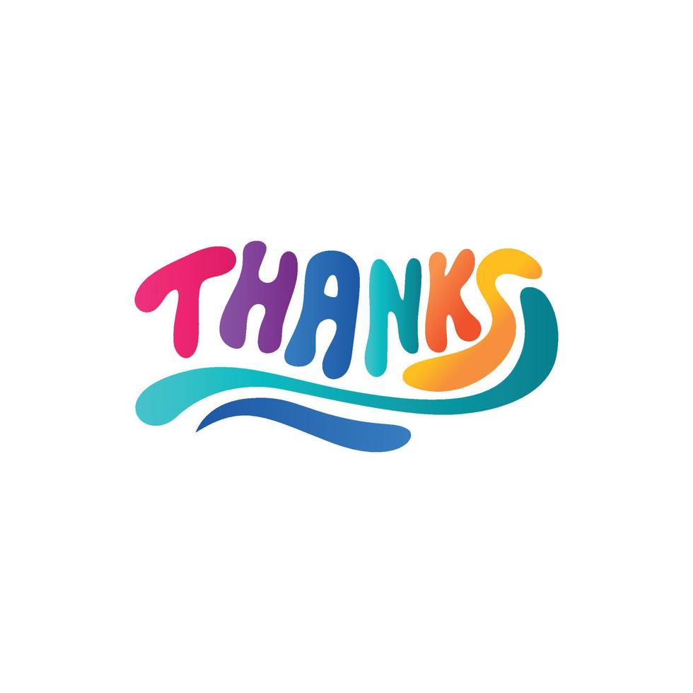 THANK YOU or Thanks colorful vector mixed typography banner with brush calligraphy