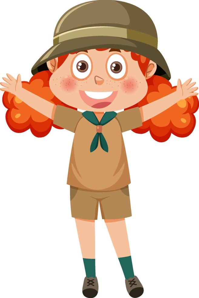 Cute girl scout cartoon character vector