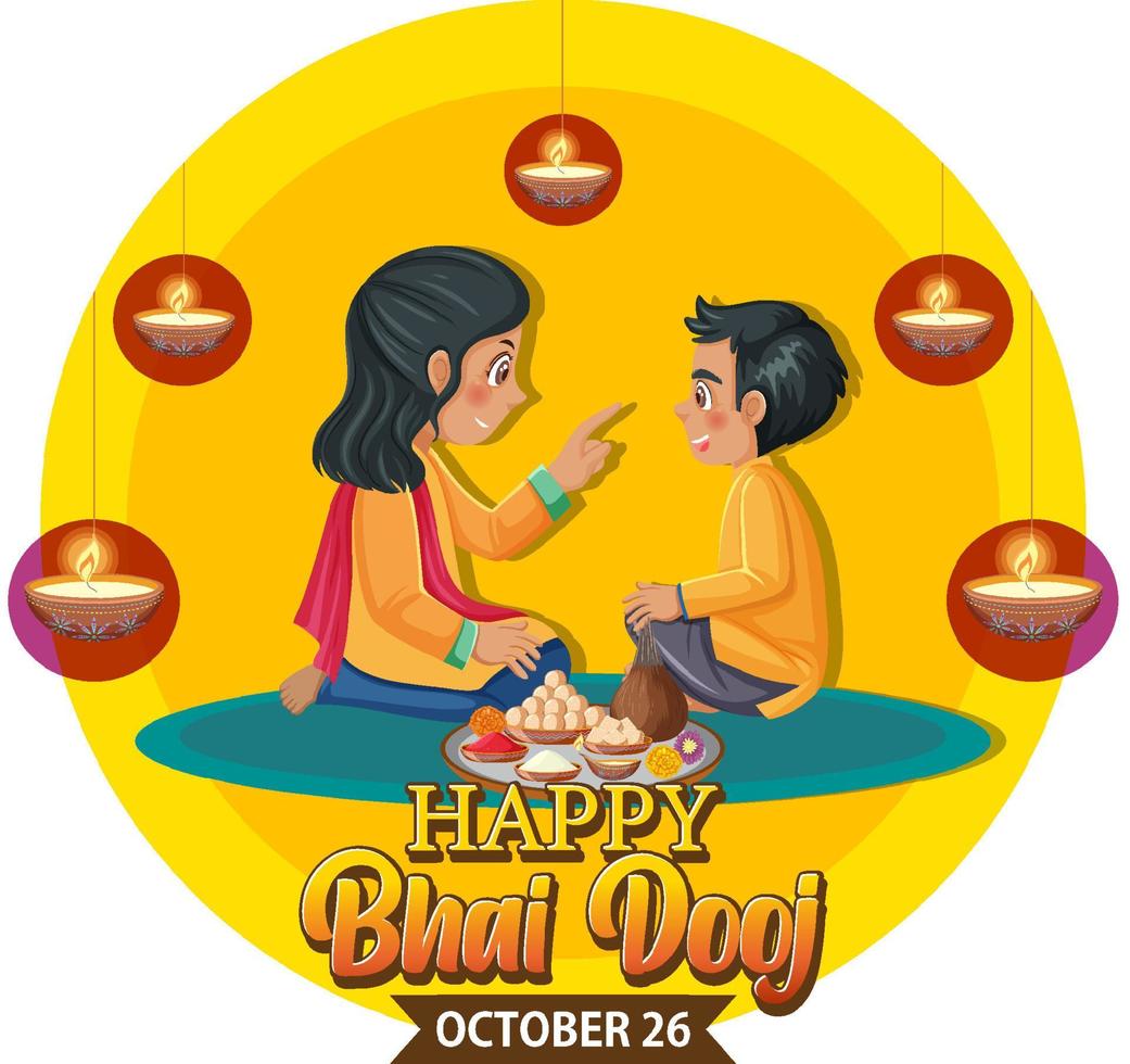 Happy Bhai Dooj Day Text Banner Design vector