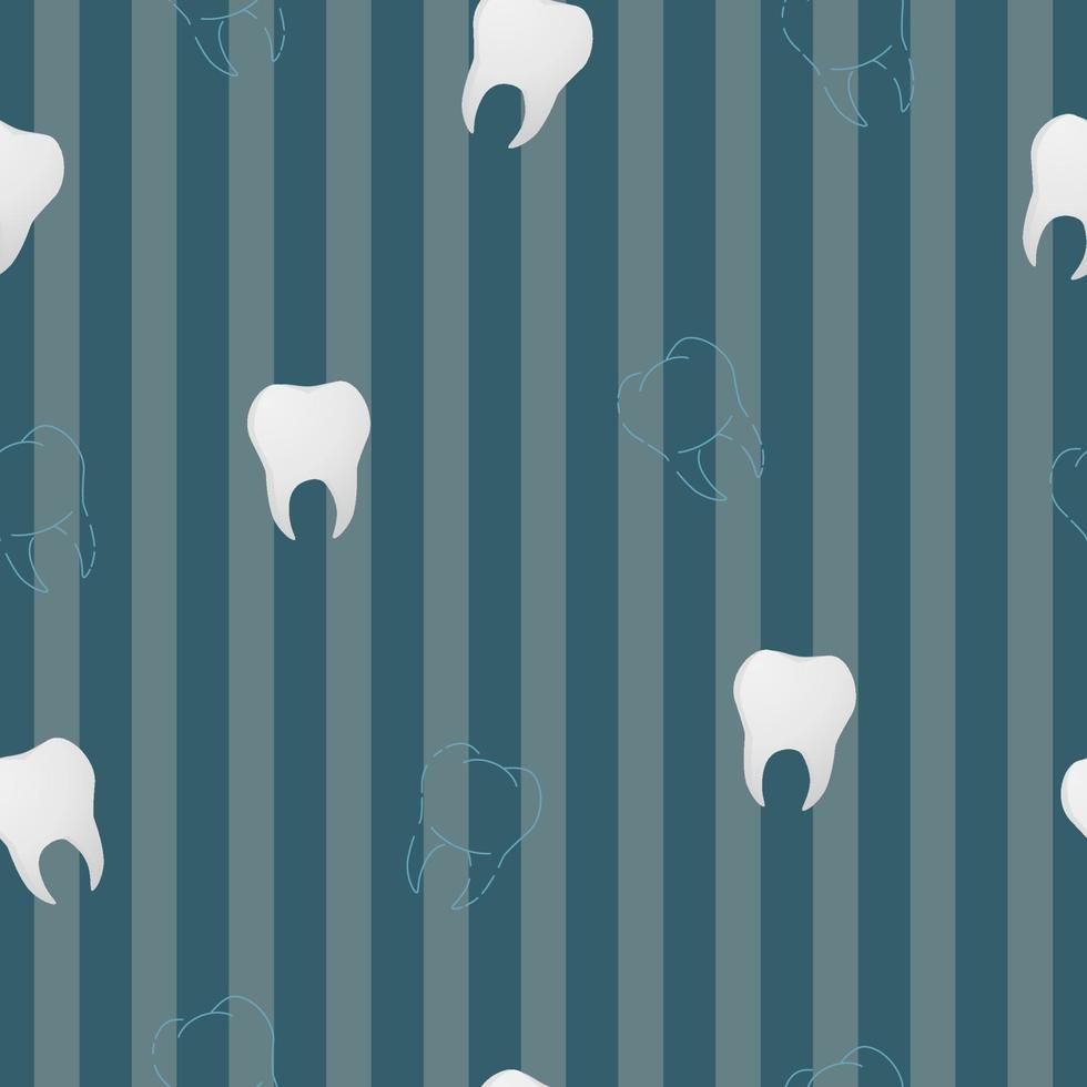 Tooth Line Art Pattern in realistic style. Dental background. Colorful vector illustration isolated on background.