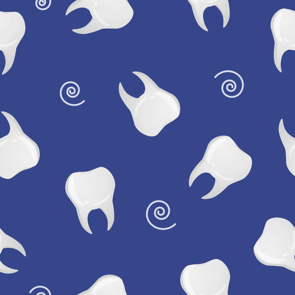 patrón de diente y espiral en estilo realista. iconos dentales. Ilustración de vector colorido aislado sobre fondo.
