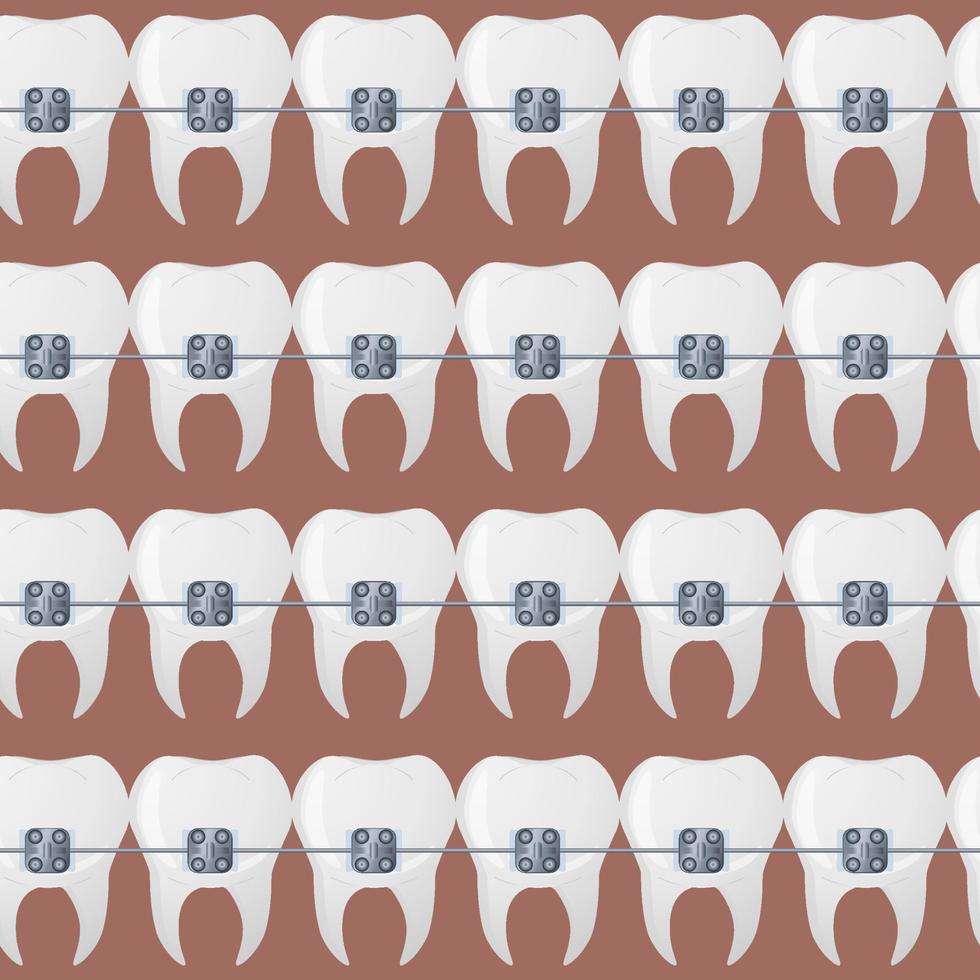 patrón de elementos dentales en estilo realista. equipo dental. Ilustración de vector colorido aislado sobre fondo.