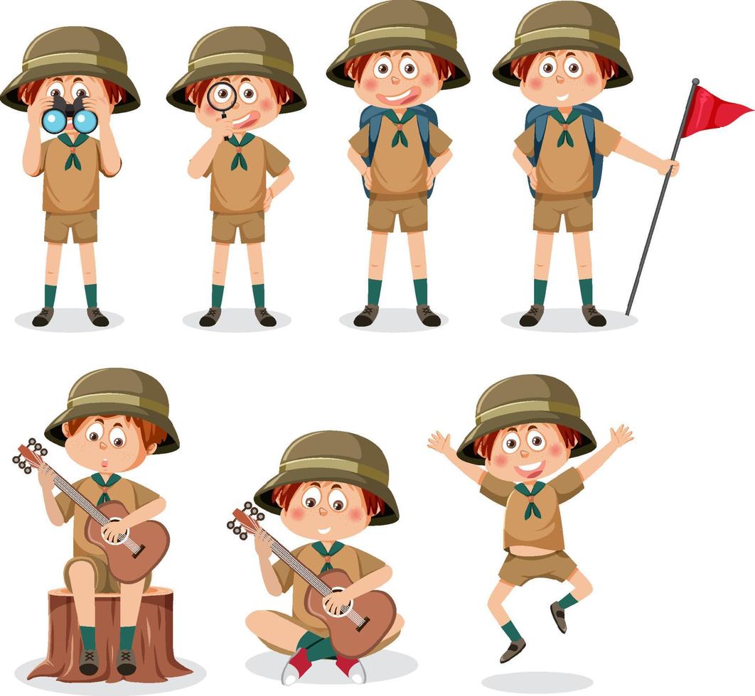 Children in camping outfit vector