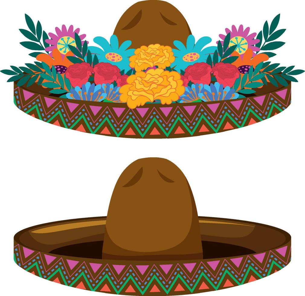 dia de muertos con sombrero mexicano vector