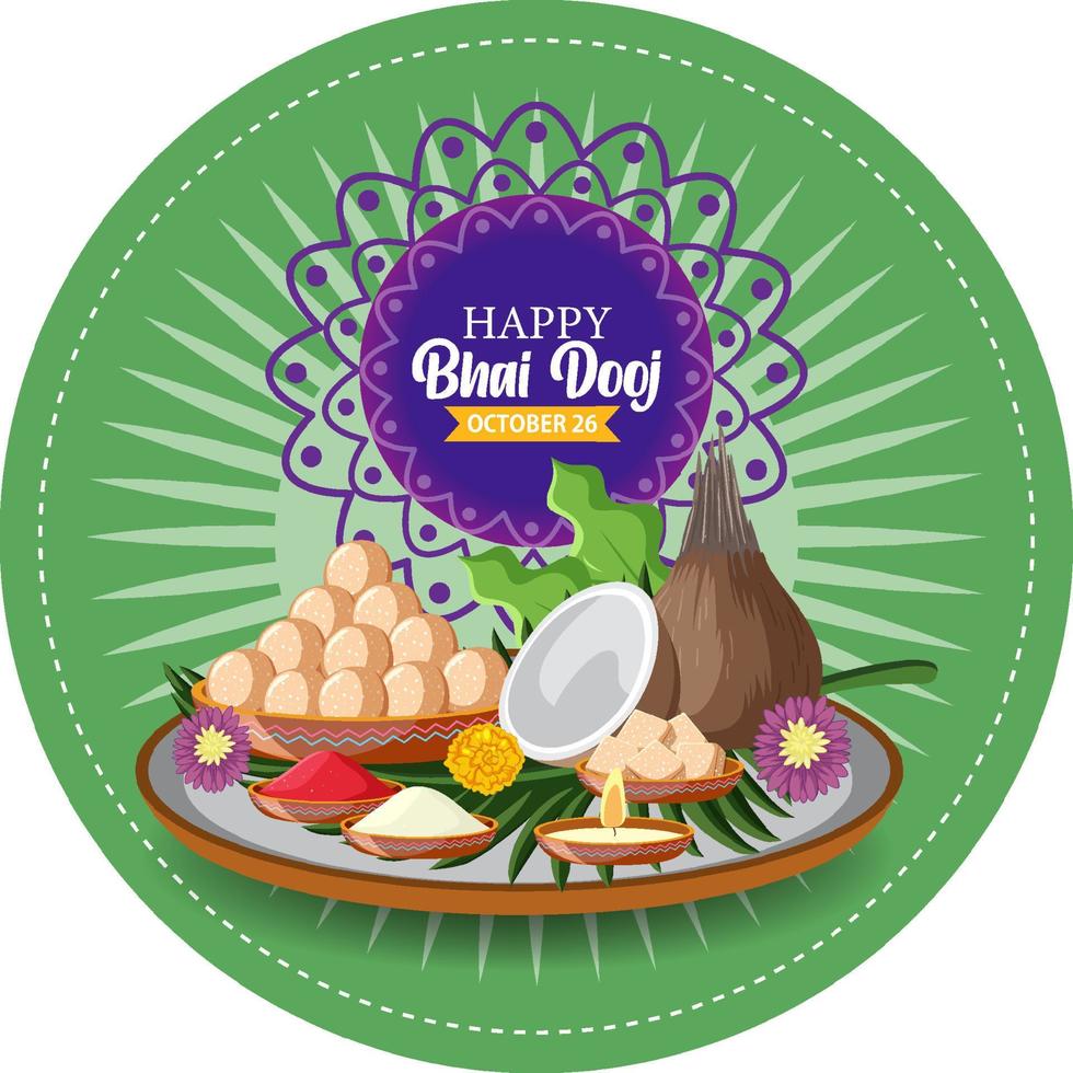 Happy Bhai Dooj Day Text Banner Design vector