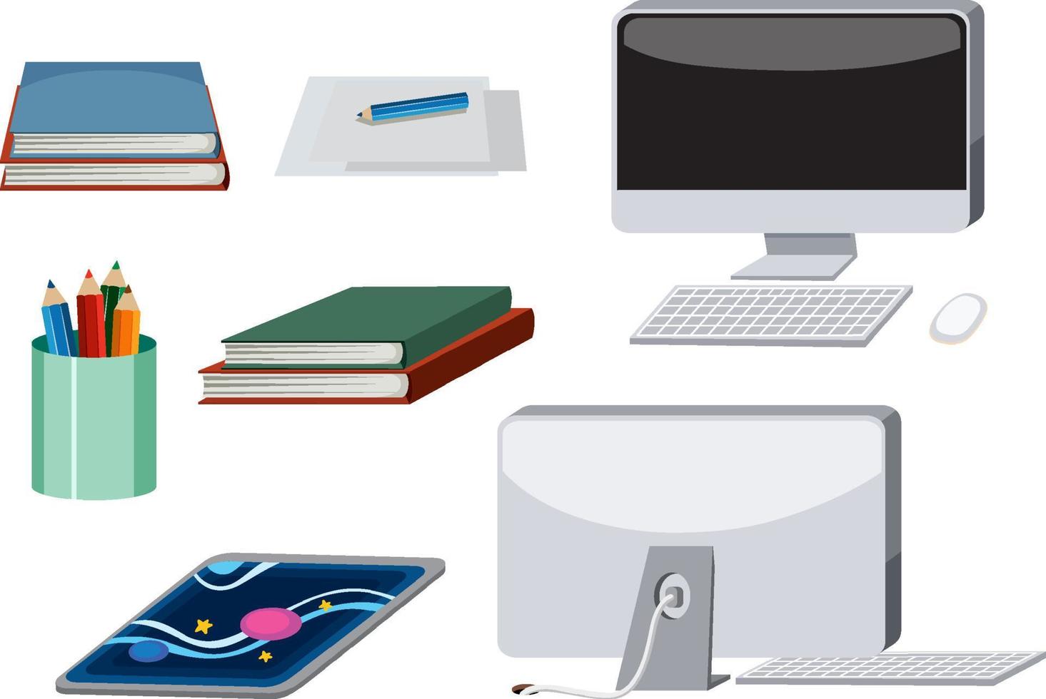 Computer and stationary objects set 12252374 Vector Art at Vecteezy