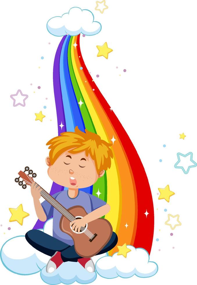 niños felices en el arcoiris vector